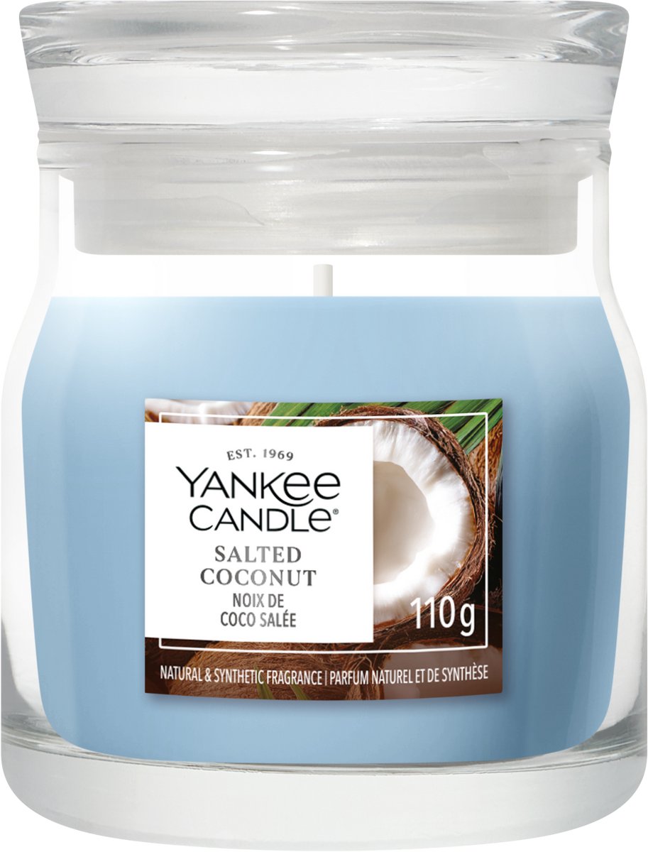 Yankee Candle Salted Coconut Small Jar Geurkaars - tot 30 branduren Blauw