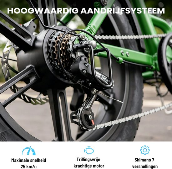 vankel Literider 2.0 Opvouwbare Elektrische Fiets–648Wh Accu–20×4.0 Inch Fatbike Banden–Actieradius tot 90 km–Voor- en Achter Hydraulische Schijfremmen–MOZO Aluminium Verende Voorvork met Lock-out– Elektrische Stadsfiets –Max. Belasting 180 kg–Groen van VANKEL — afbeelding 5