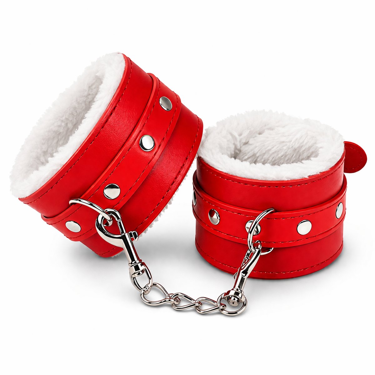 TJ Essentials Bondage Handboeien – Lederen BDSM Boeien – Seksspeeltjes – Voor Handen of Voeten – Rood/Wit