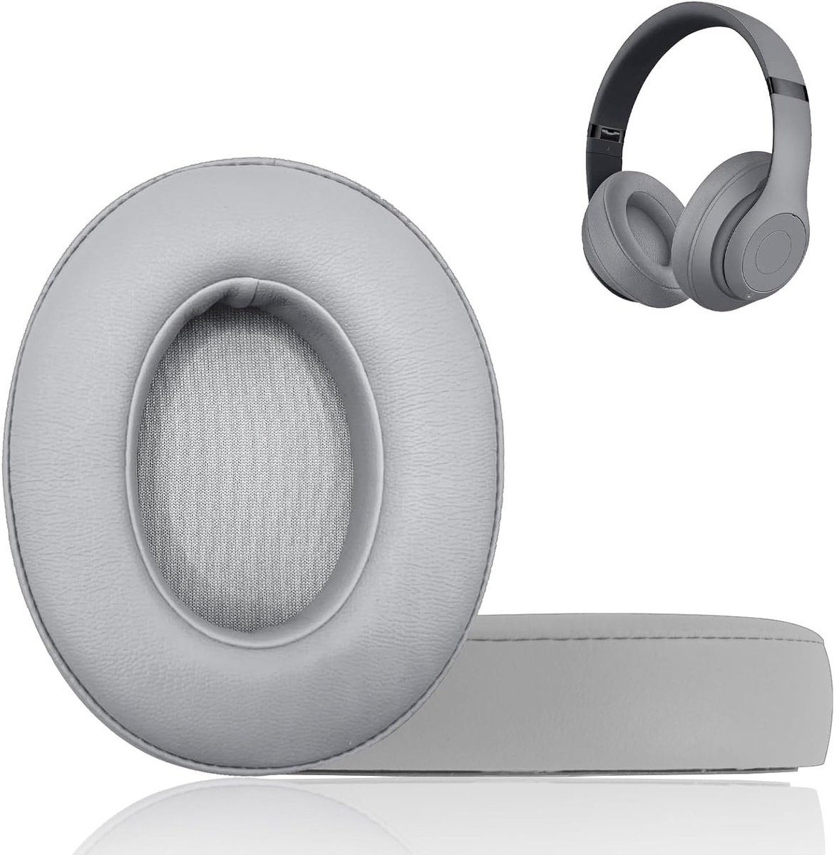 Vervangende Oorkussens voor Beats Studio 2 en 3 - Zacht Geheugenfoam en Leer in Grijs, Geschikt voor Draadloze Modellen