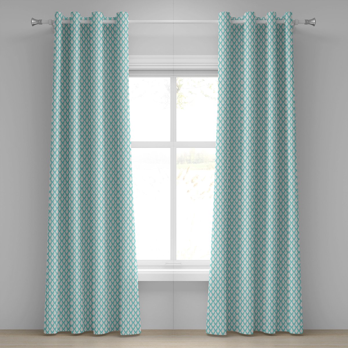 ABAKUHAUS Traditioneel oogjesgordijn, decoratieve 2-panelige raamgordijnen voor de slaapkamer en woonkamer, 280cm x 225cm, turquoise
