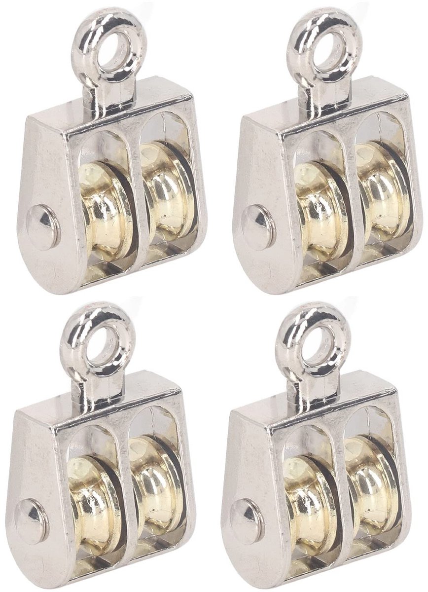 Dubbele Katrol Set 100kg - Zinklegering - 4 Stuks - Makkelijk in gebruik - ShopVlot