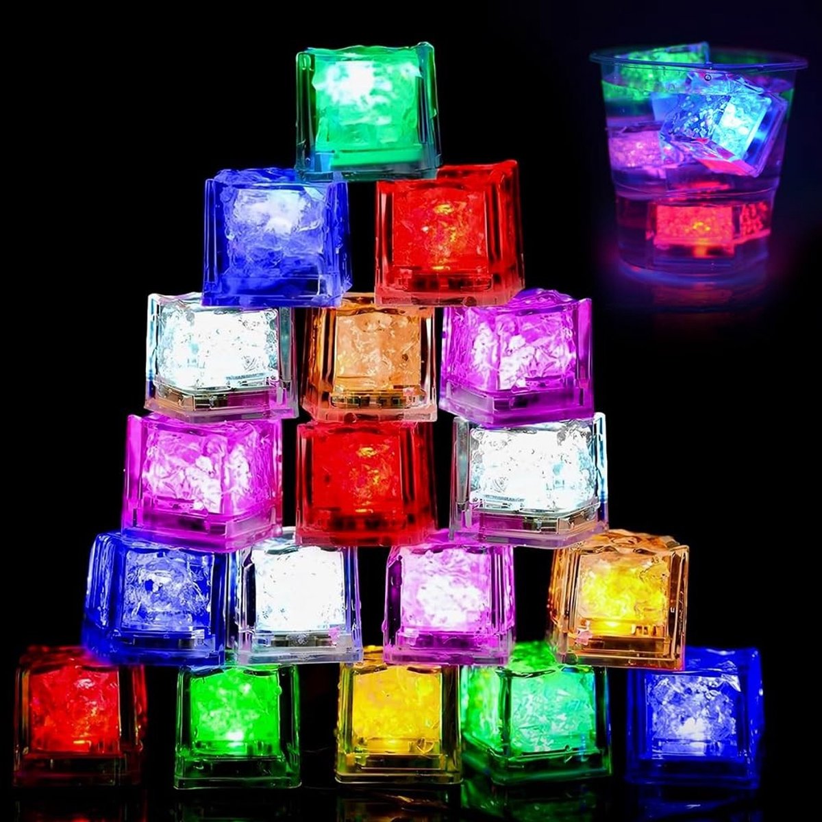 aladdien - LED IJskubussen - Kleurrijke Luminous Ice Cubes - Ideaal voor Dranken - Feesten - Verlichting - Verfrissend - Geschikt voor Feestjes - Mu..