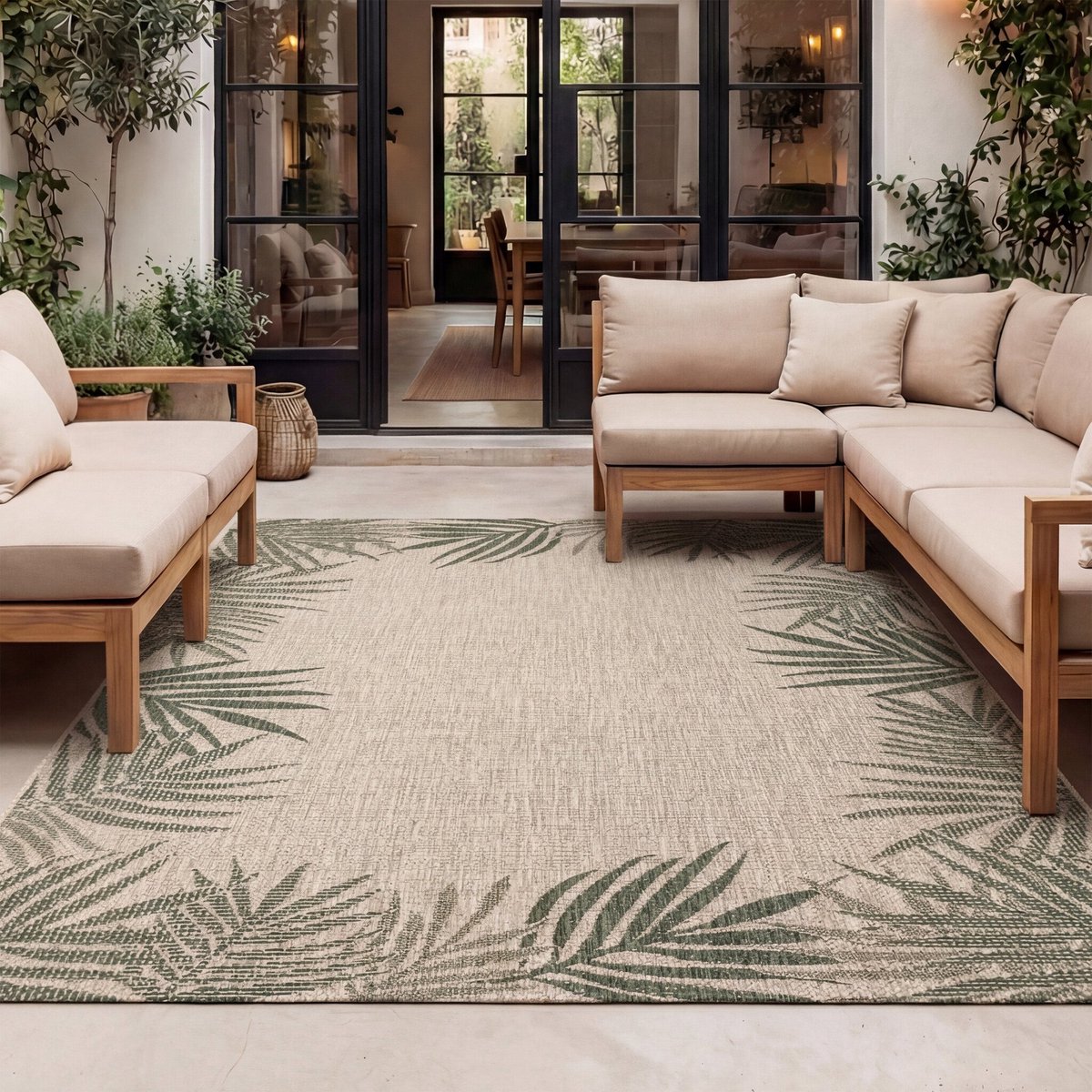 Fraai Buiten vloerkleed - Tiga Edge Groen - 160x230cm