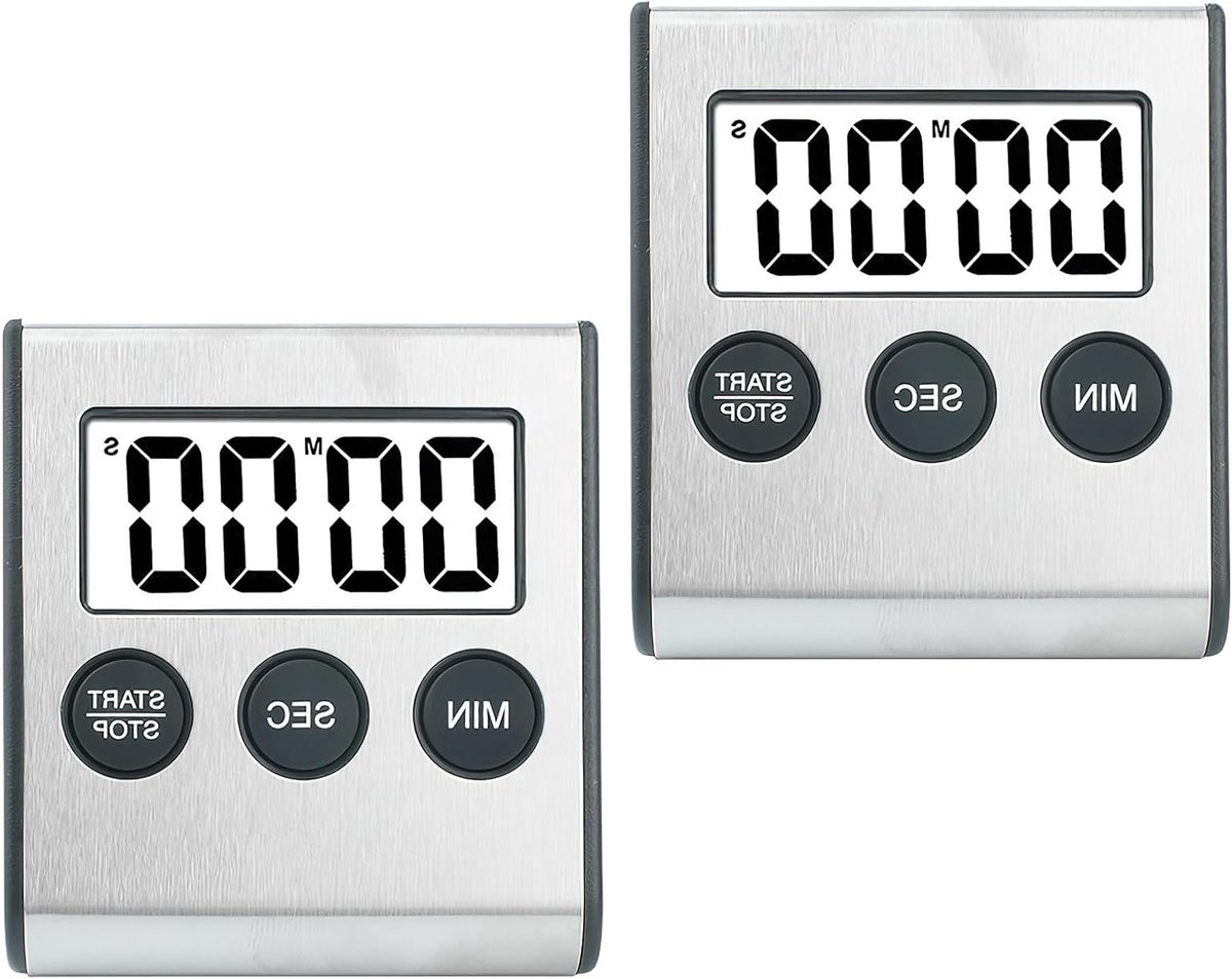 Digitale Keuken Timer - 2 Stuks Kookwekker met Magneten, Stopwatch en Alarmfunctie voor Koken, Studie en Sportactiviteiten