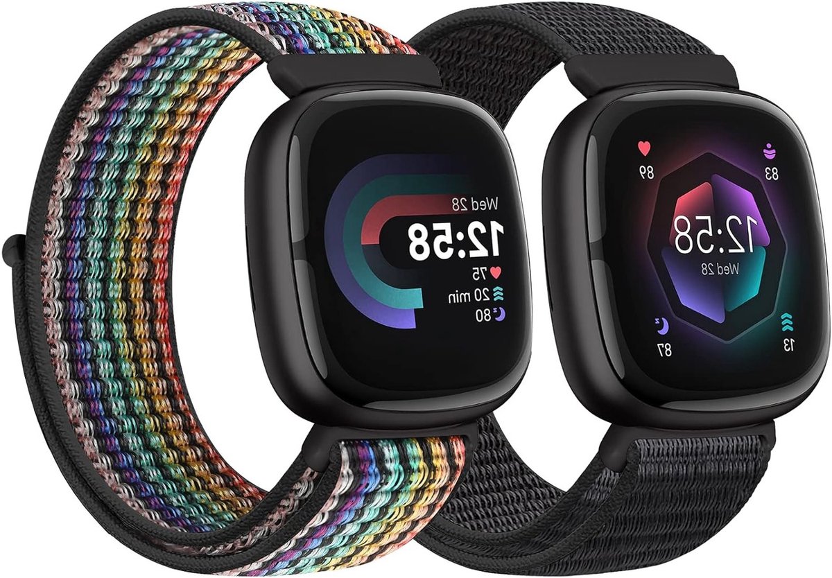 Nylon Sportband voor Fitbit Versa 4, Sense 2, Versa 3 en Sense - Ademend, Verstelbaar en Comfortabel voor Sport en Dagelijks Gebruik