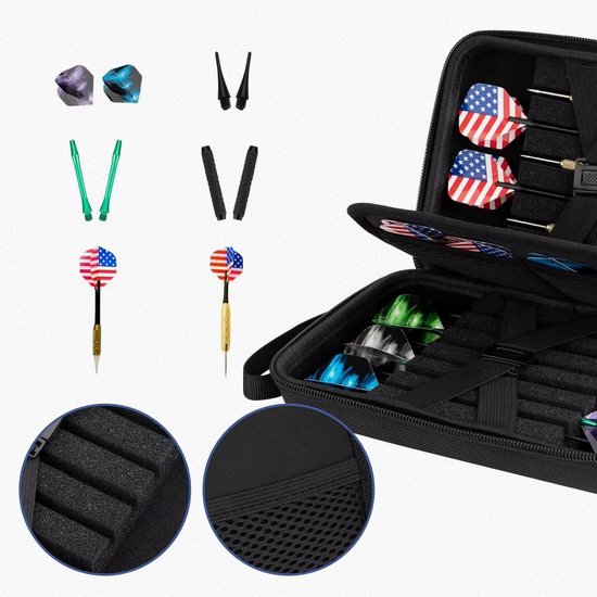 SnelShoppen - Professionele Dart Bag met Bescherming, EVA Dart Case voor 12 Darts, Multilayer Memory, Duurzaam en Draagbaar, Zwart, Ideaal voor Dart A van Snelshoppen — afbeelding 3