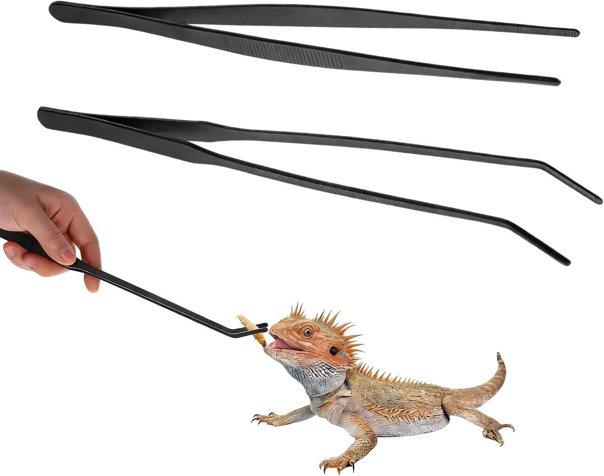 Set van 2 Aquarium Pincetten – 25 cm Rechte en 27 cm Gebogen Pincetten – Precisie Gereedschap voor Aquariums, Planten en Reptielen – Roestvrij Staal – Ideaal voor Voeding en Onderhoud