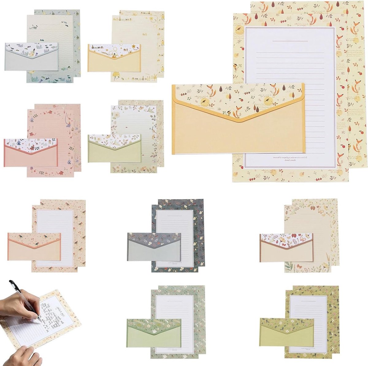 Briefpapier en Enveloppen - Schrijfset Papier - Persoonlijke Brieven - 90 Delige Set - 20.8 x 14 cm - Verschillende Kleuren