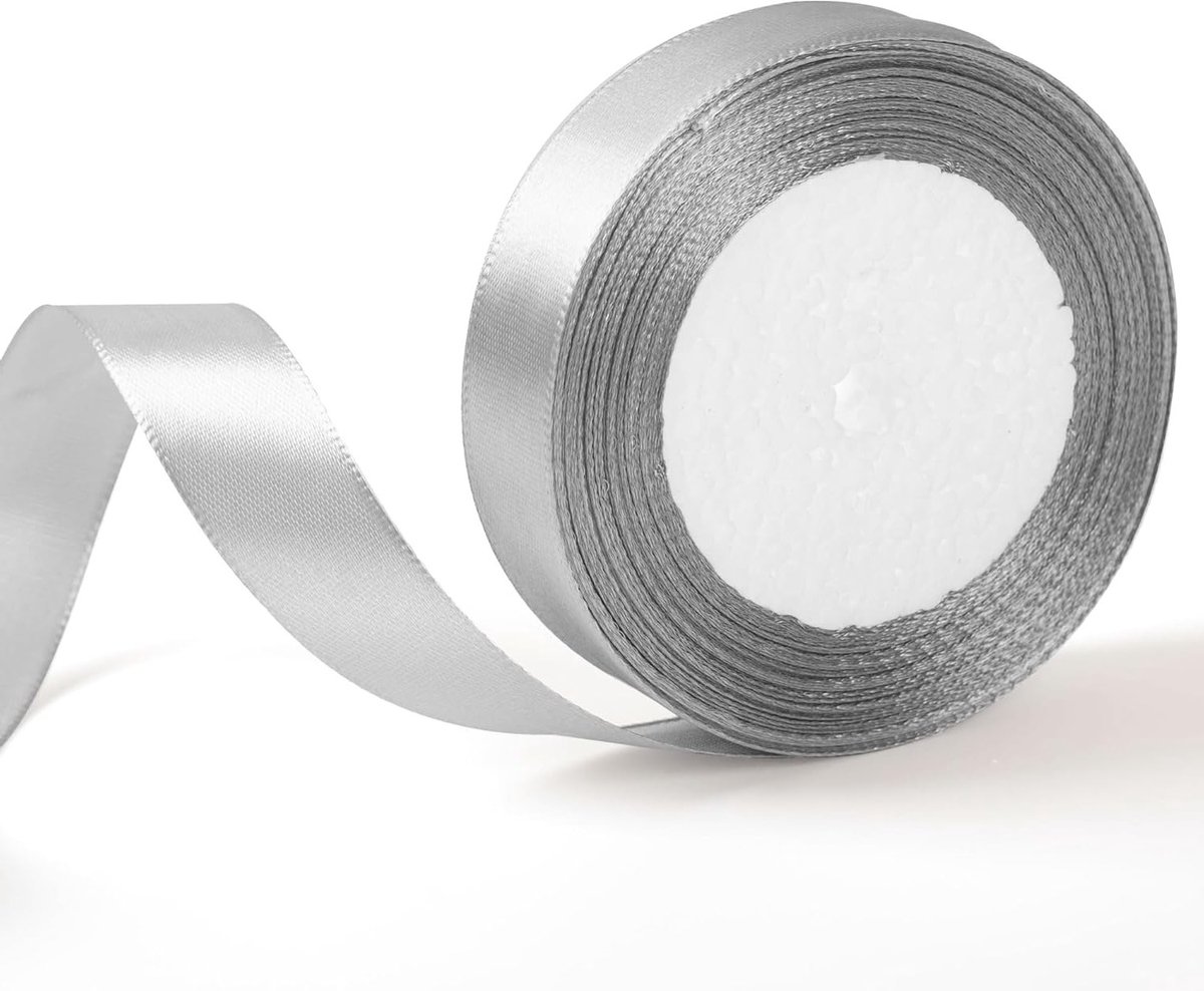 Zilverkleurig Grijs Lint van 20mm voor Cadeauverpakking en Decoratie, Geschikt voor Halloween, Bruiloften en Creatieve Projecten - 22 Meter Lang