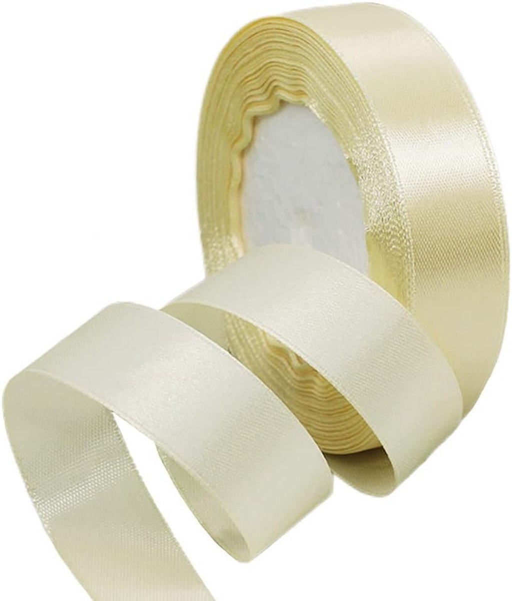 Beige Dubbelzijdig Satijnen Lint van 20mm voor Cadeauverpakking en Decoratie, 22M voor Feestdagen, Bruiloften en Creatieve Projecten