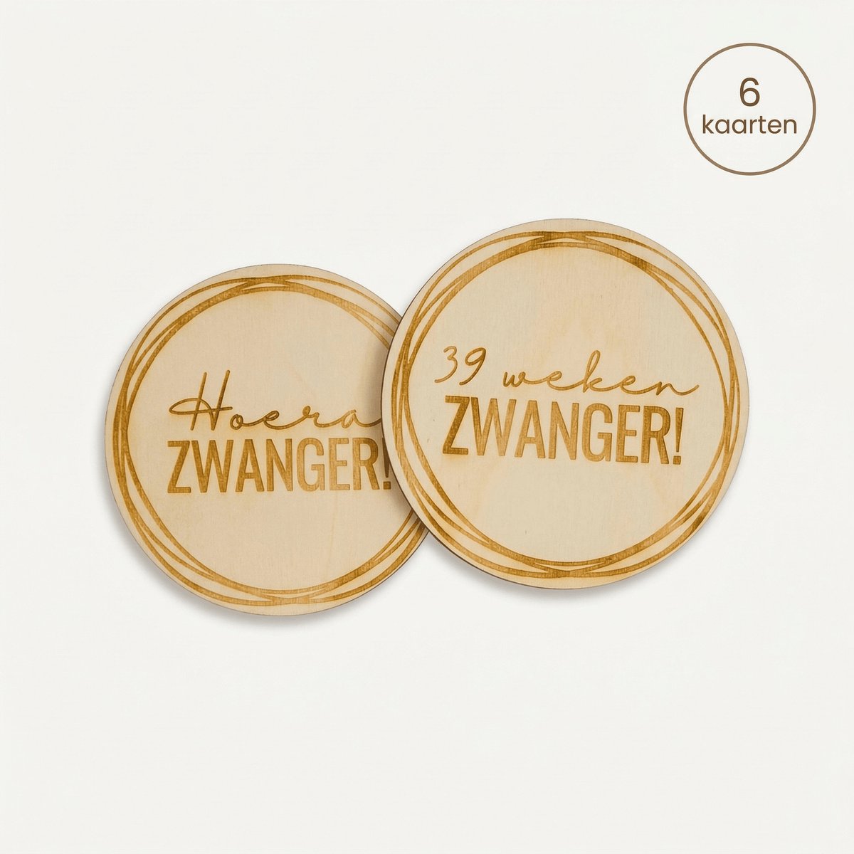 Mikki Joan - Mijlpaalkaarten Set - Aantal Maanden Zwanger - Motief Pijltjes - Milestone kaarten - 6 stuks - Beide zijde gegraveerd