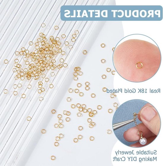 200 Stuks Open Jump Rings 2mm Goudkleurige Splitringen voor Sieraden, Kettingen, Armbanden en Oorbellen - Perfect voor DIY Creaties en Ambachten — afbeelding 3