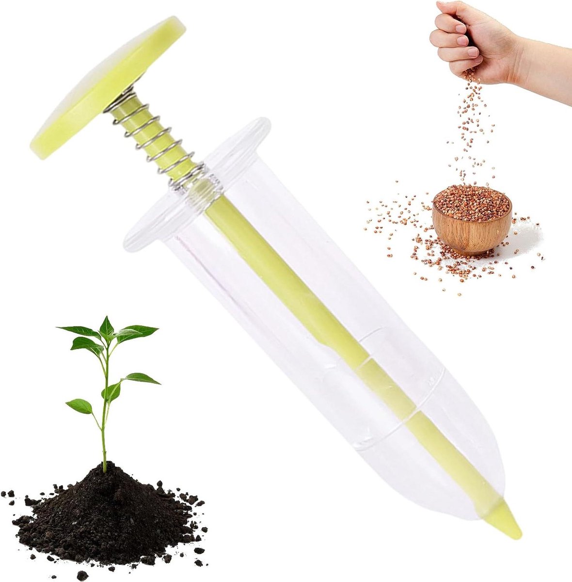 Zaaiverspreider Handmatig - Plantenbak Gereedschap - Tuin Zaden Verdelen - Verstelbare Gaten - 12 cm Lengte - Groen