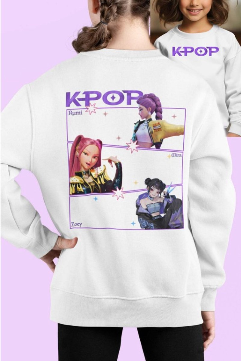 K-Pop Demon Hunters Sweater - KPop -Wit. Maat 110/116 cm - 5/6 jaar.
