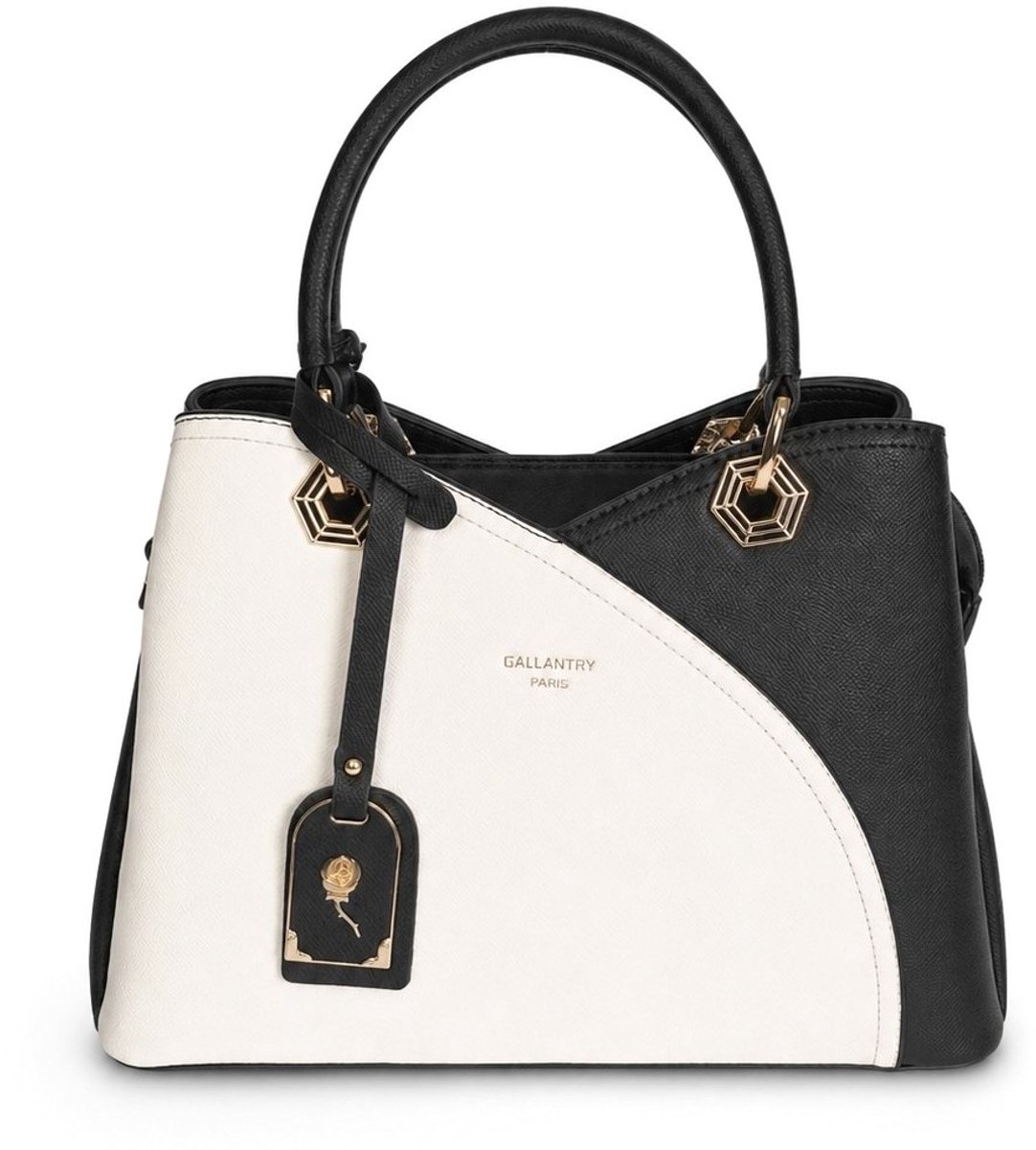Boutique Trukado - Praktische en Mooie Handtas van Gallantry - Zwart/Wit - met afneembare schouderrriem - (bxhxd) ca. 33cmx 21cm x 13cm