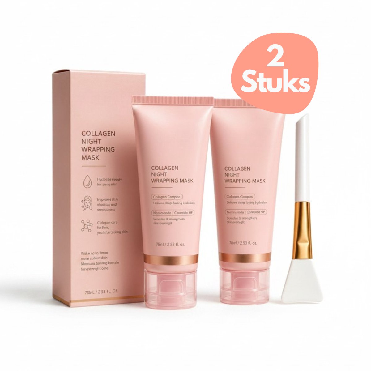 Enluxe Korean Beauty Collageen Nachtmasker 2x75ml, peel-off slaapmasker hyaluronzuur niacinamide huidverzorging