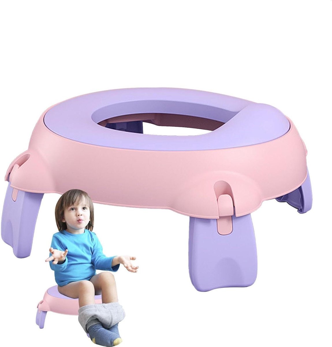 Opvouwbaar potje - Kinder toilet - Zindelijkheidstraining thuis - Antislip en stabiel - 36.8 x 32.9 cm - Roze paars