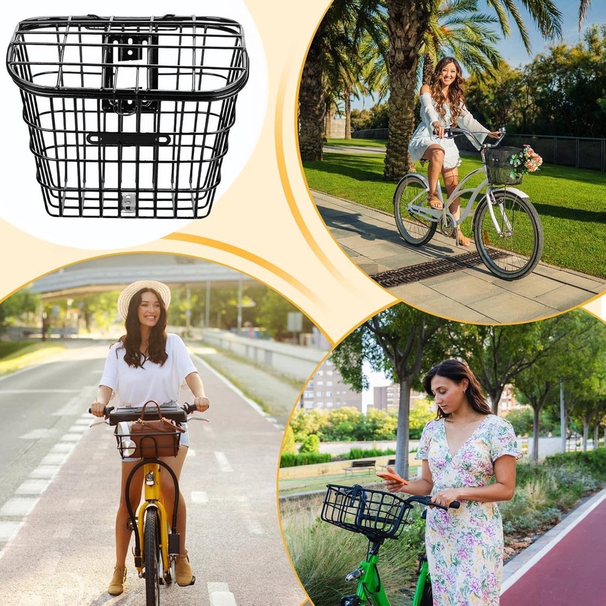 Fietsmand Voorop - Opbergrek Scooter - Dagelijkse Rit - Verstelbare Bevestiging - 34 x 27 x 27 cm - Zwart