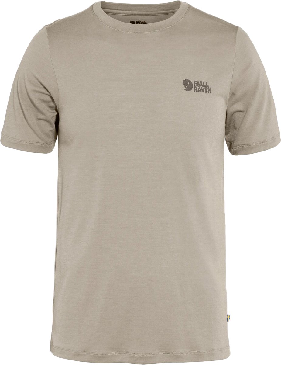 Fjällräven Abisko Wool Logo T-Shirt Heren Korte mouw Light Fossil Beige