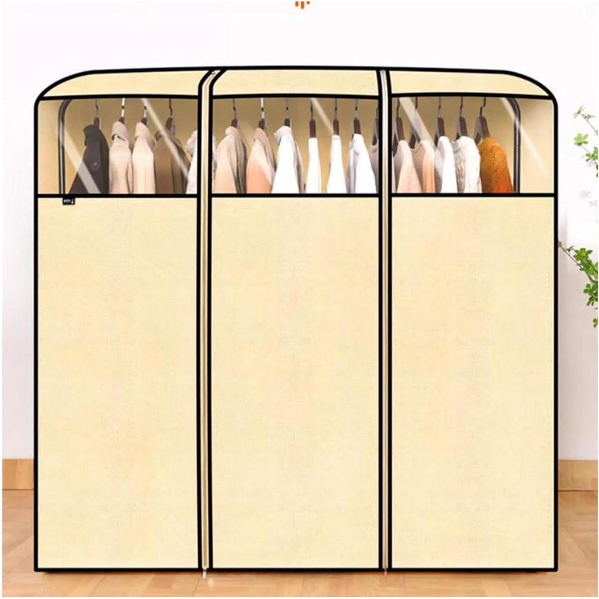 Ademende Kledinghoes - Stofvrije Bescherming - Kleding Opbergen - Transparant Venster - Dubbele Rits - Grijs