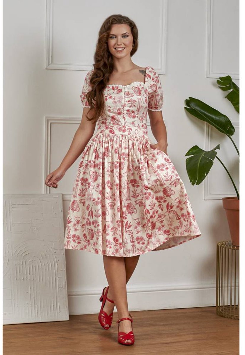 Banned - Rosie Floral Tea Swing Rok - S - Creme