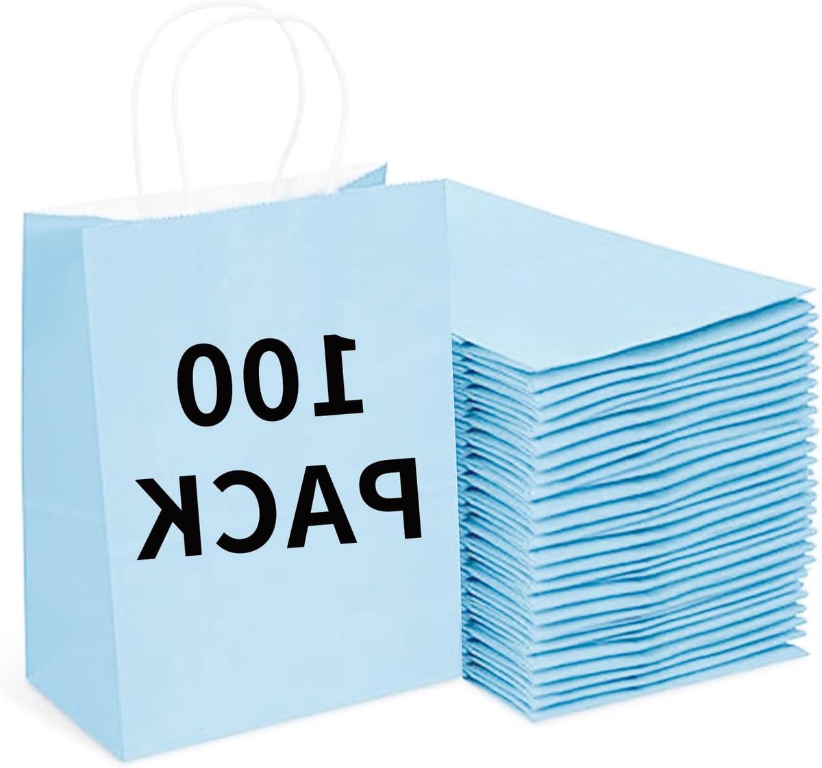 Papieren zakken - Cadeautasjes - Cadeaus verpakken - Versterkte handgrepen - 100 stuks - Blauw