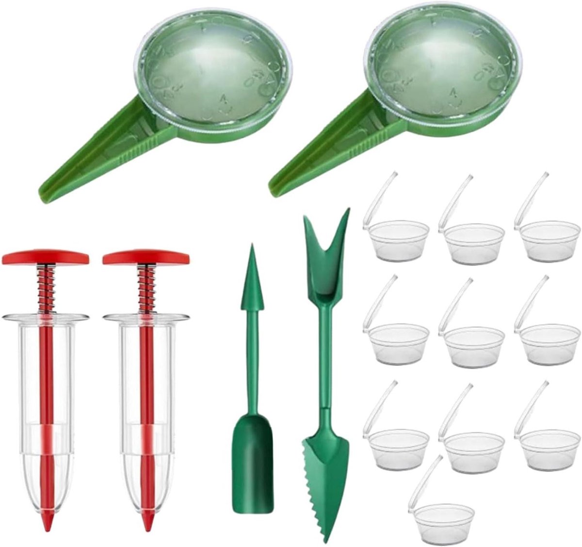 Plantenbak gereedschap - Zaad dispenser - Tuin zaaien - Instelbare stroomregeling - 16 x 9 x 4 cm - Groen