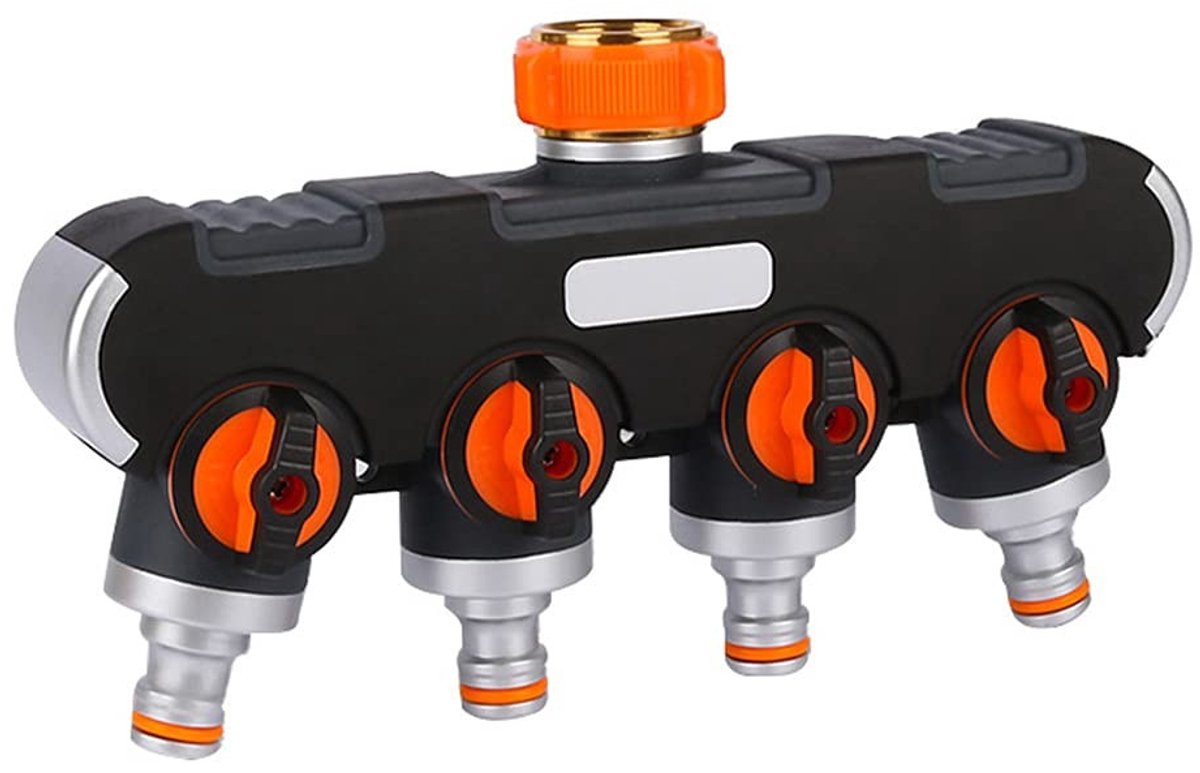 SOUQONE - Tuinslang Splitter - Heavy Duty Water Slang Adapter - 4-Weg - 3/4 Inch - Tuinaccessoire - Waterbesparing - Geschikt voor tuinen - Geen me...