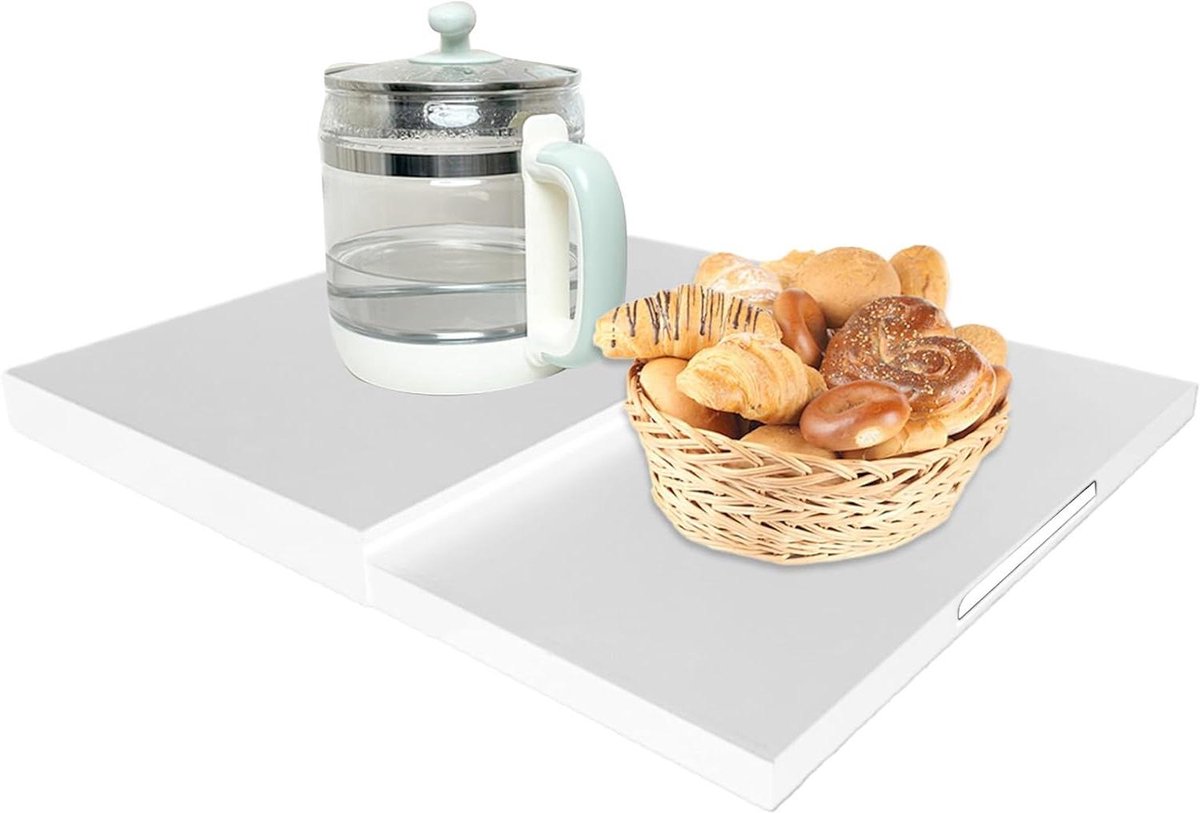 Magnetron Plank - Keuken Organizer - Aanrecht Opruimen - Uitschuifbaar Ontwerp - 47x36cm - Wit