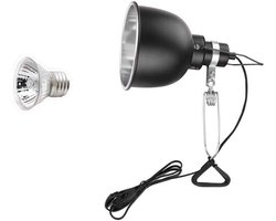 Warmtelamp Reptielen - Zonnewarmer Huisdier - Gezond Klimaat - Keramische Kap - 75 Watt - Zwart
