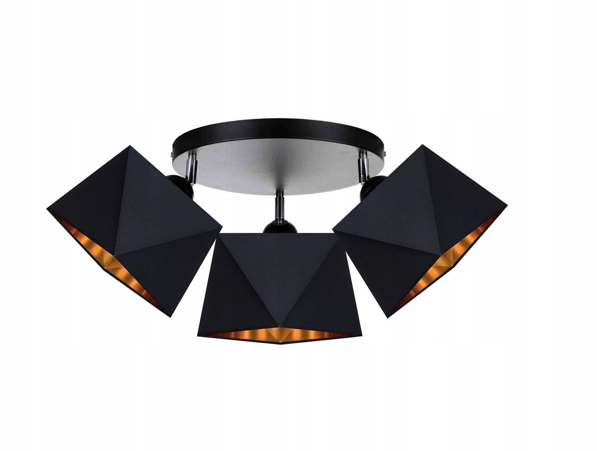 Moderne Hanglamp Plafond Diamond Goud Zwart E27