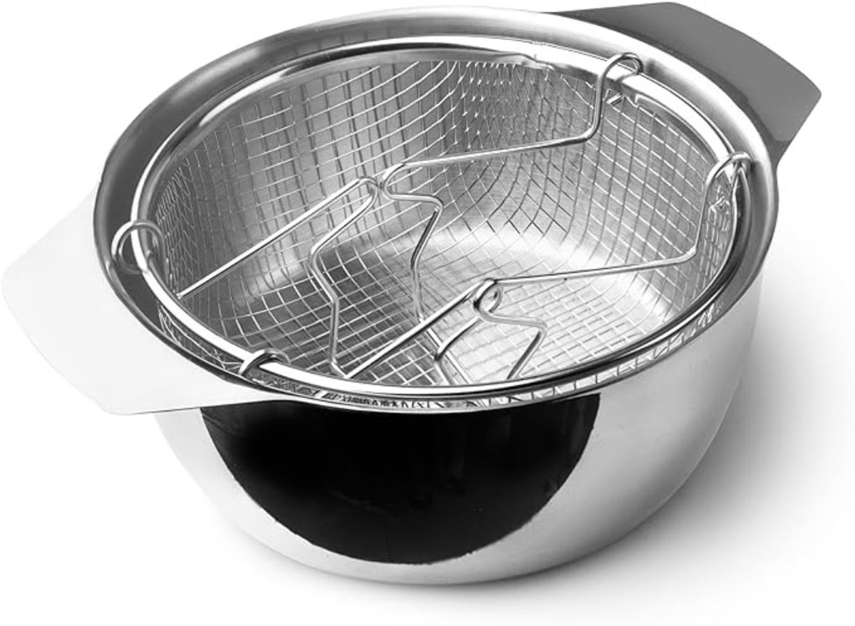 QIN® Frituurpan Inductie - Frituurpan - Frituurmandje - Zilver - 23cm x 23cm x 14cm