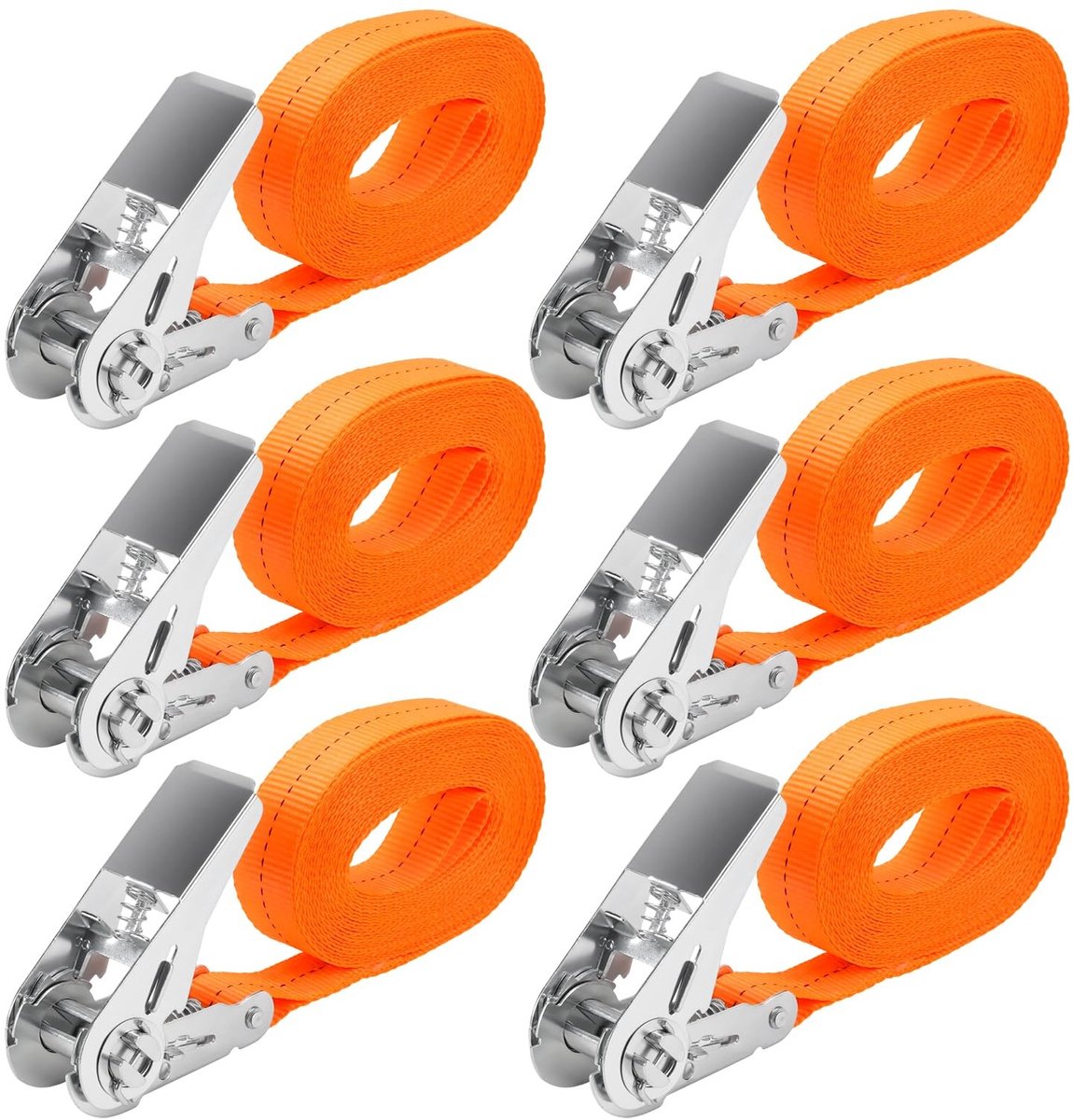 Dailygoods - 6 Stuks Verstelbare Spanbanden met Ratel, 800 kg Treksterkte