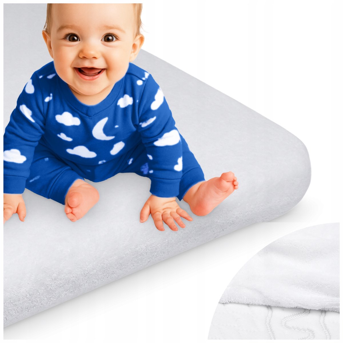 Harmony® Katoenen Frotte Hoeslaken met Elastiek voor Kinderbedje - Wit
