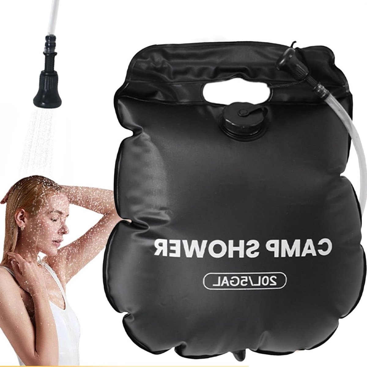 Draagbare Douche - Buitendouche Tas - Kamperen en Reizen - Zonne-energie Verwarming - 20 Liter Capaciteit - Zwart