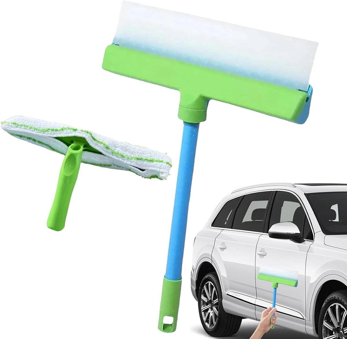 Douche Squeegee - Raamtrekker Spiegel - Gladde Oppervlakken Reinigen - Met Microvezeldoek - 30 cm - Groen