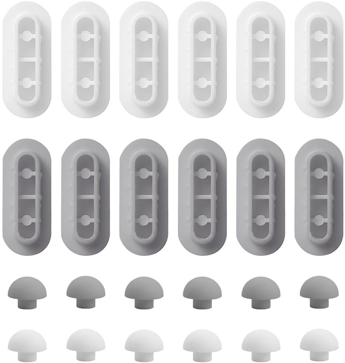 VLEMICO- Bufferbumpers 24-delige set - Universele Vervangende Kussentjes - Geluidsdempende Pakkingset - Duurzaam Kunststof - Lange/Ronde Bumpers - Toiletbril Kussentjes