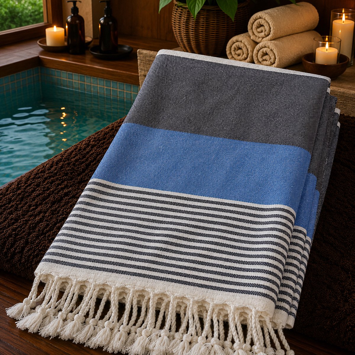 100% Katoenen Colorloop Hamamdoek – Turkse Handdoek & Strandlaken – Voor Sauna, Spa en Wellness