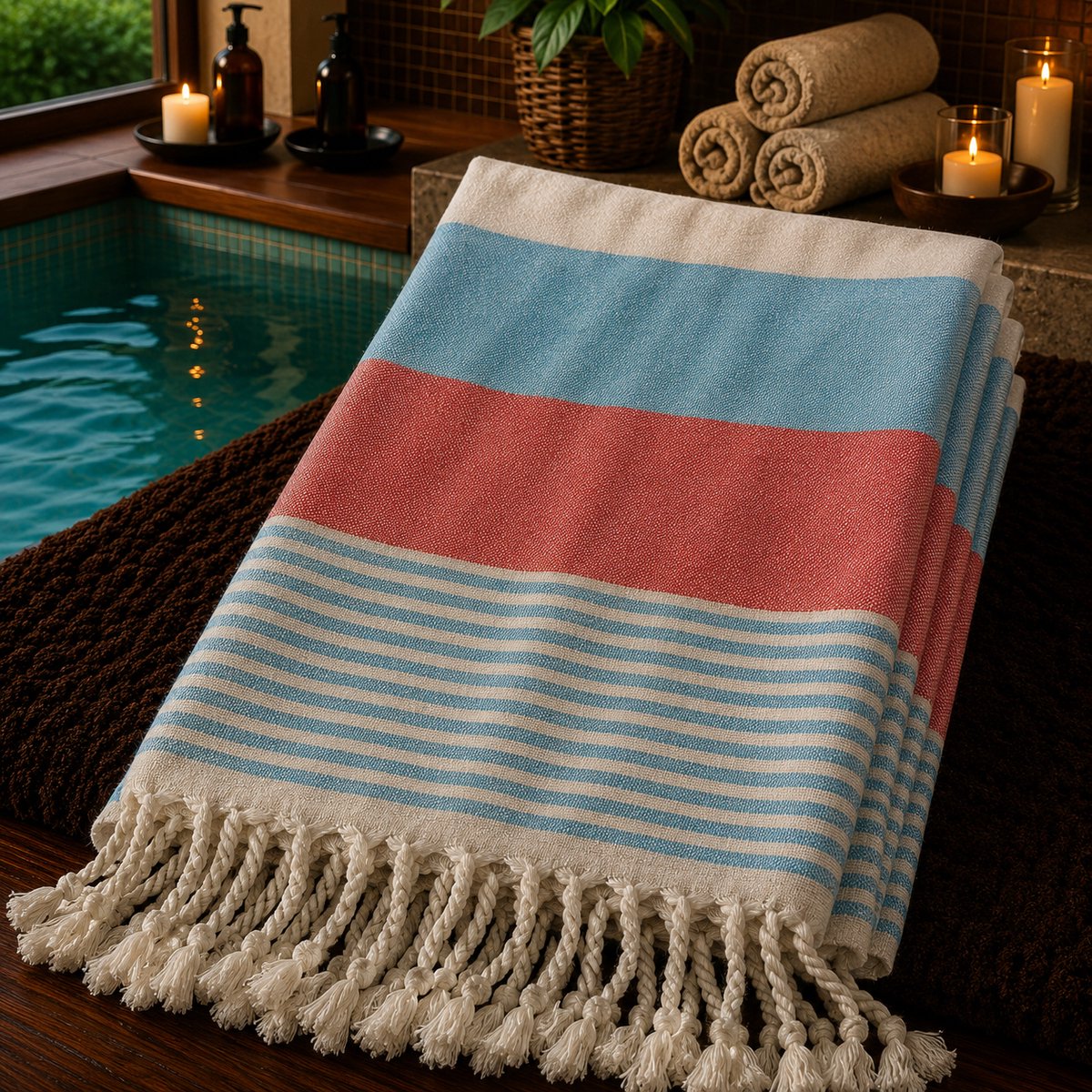 100% Katoenen Colorloop Hamamdoek – Turkse Handdoek & Strandlaken – Voor Sauna, Spa en Wellness