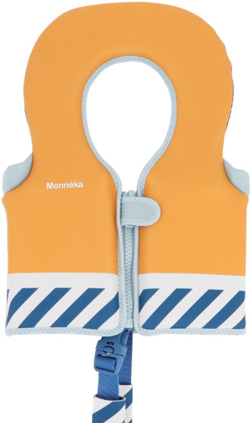 Zwemvest - Drijfvest - Geschikt voor 1-2 jaar (11-15 kg) - Maat 86/92 - Oranje - Blauw - Strepen - Veiligheid - Zwemmen