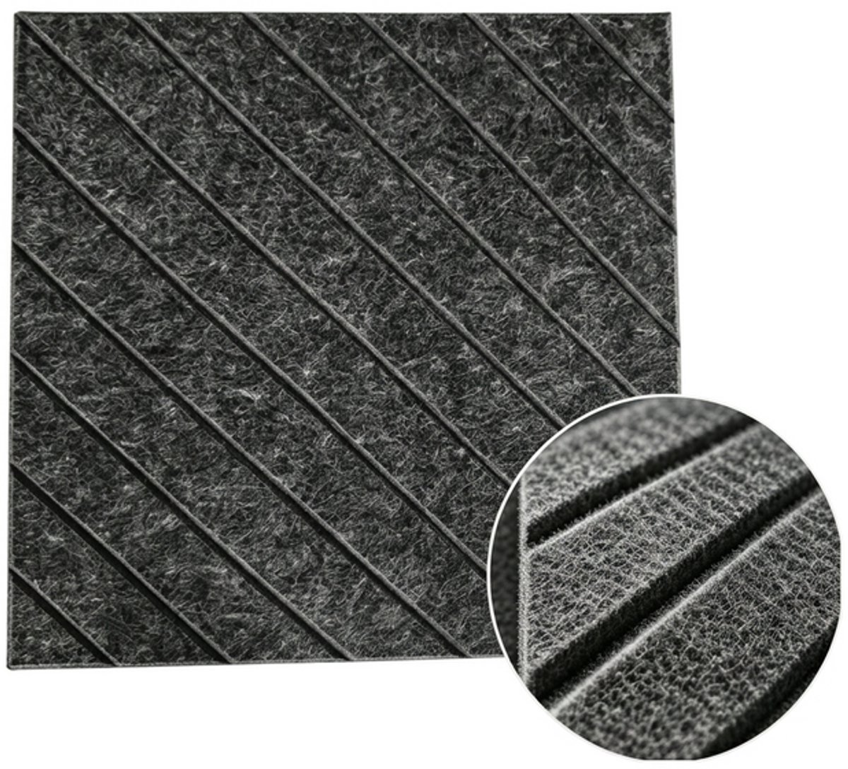 IVOL Akoestisch wandpaneel - 5 stuks - 60x60cm - Lijnmotief Donkergrijs - Wandpanelen