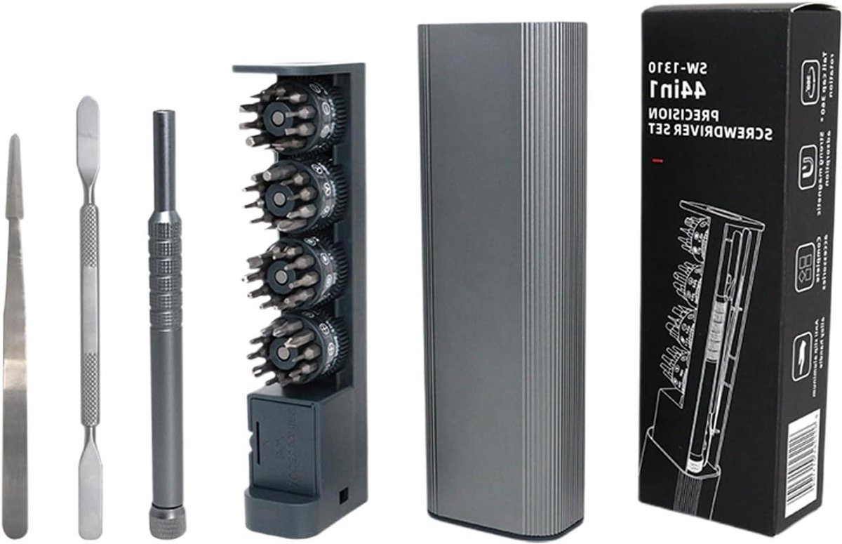 Precisie Schroevendraaier - Reparatieset Gereedschap - Elektronica Reparatie - 40 Delige Bit Set - Compact Ontwerp - Aluminium