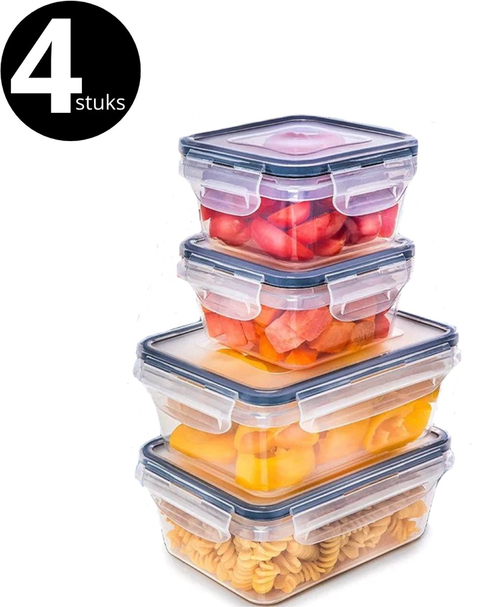 Foodprep Bakjes - 8 delig - BPA-vrij - Meal Prep Lunchbox Set met Deksel - Magnetron - Vaatwasser - Vriezer