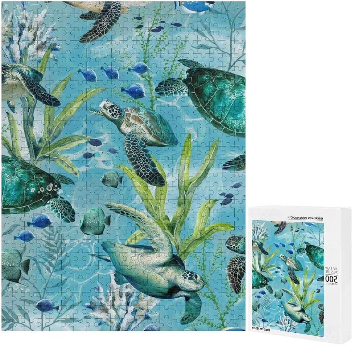 Houten Puzzels - Legpuzzels Volwassenen - Vrije Tijd - Unieke Vormen - 500 Stukjes - Blauw