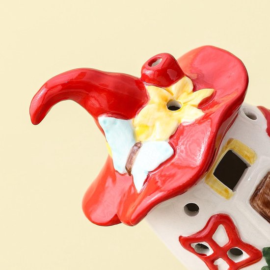 LED Nachtlampje - Keramiek lamp - Nachtlampje in een schattige vorm - Keramische huisjes in 'Magic Hat'-stijl - rustieke tafeldecoratie - Ideaal voor Kinderkamer & Slaapkamer - Baby & Kinderkamer Decoratie - Geel — afbeelding 3