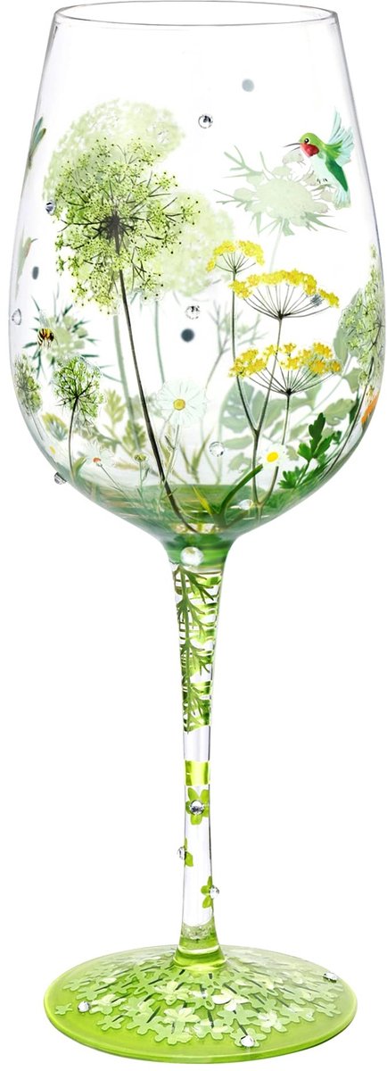 JHUBERS- Wijnglas Handgeschilderd 15oz - Gekleurd - Ambachtelijk - Cadeau - Decoratief - Voor Wijn/Cocktail/Sap - Drinkglas