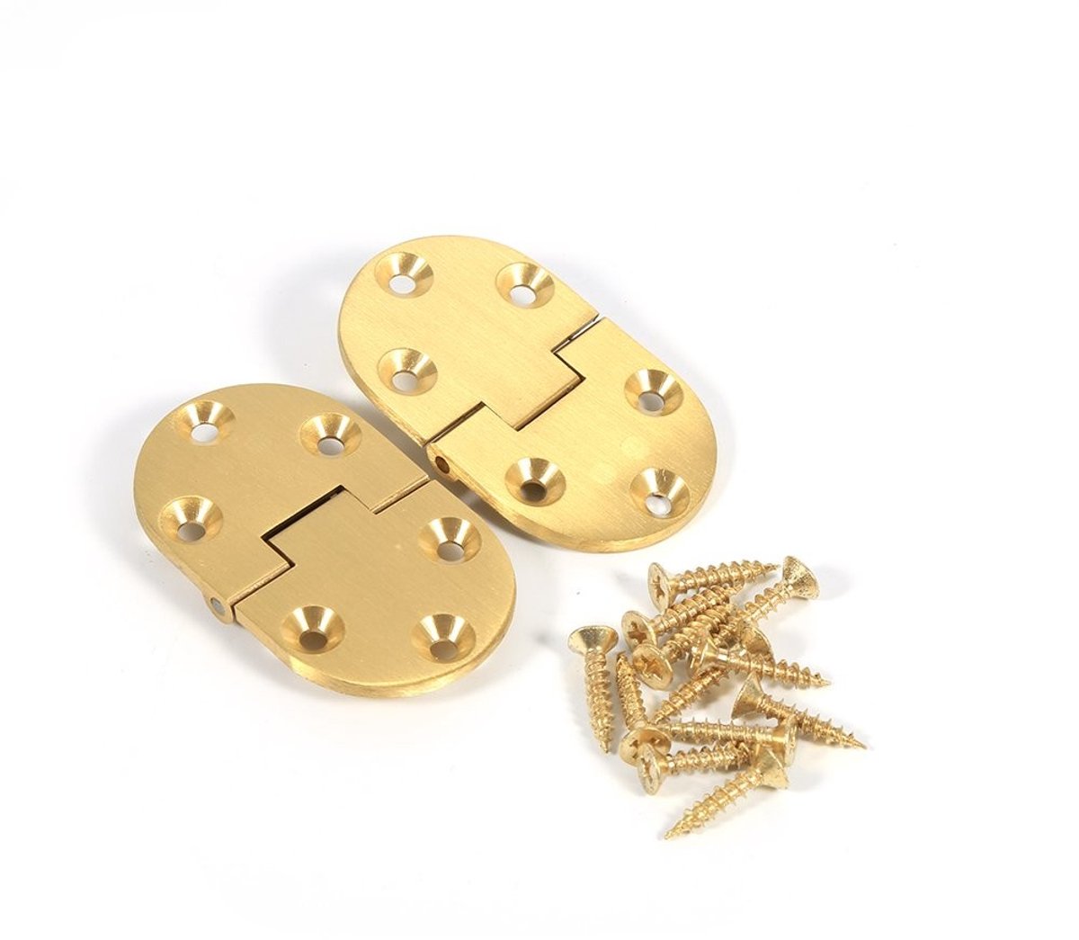ZEYNOMAX- Scharnier 2 Stuks - Messing - Vouwklep - Lade Scharnier - Klaptafel - Hoogwaardig Materiaal - 6.5x3.8x0.3cm - Deurscharnier