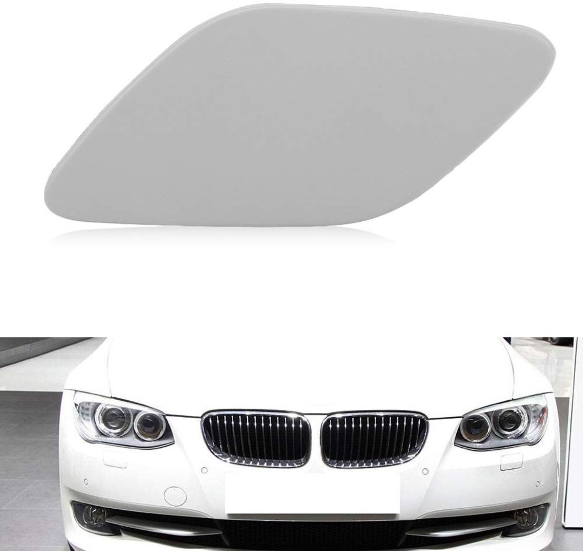 Dailygoods- Koplampsproeierdeksel voor 3-Serie E92/E93 - Bumperafdekking - ABS-kunststof - Links/Rechts - Zwart/Grijs - OE 6167 717166 - Koplampsproeier
