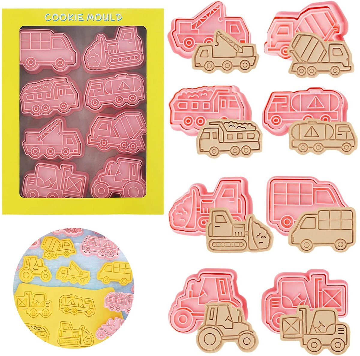 ZEYNOMAX- Koekjessnijder 8 stuks - Uitsteekvormen Dieren - 3D-uitsteekvormpjes - Bakken Keukenaccessoires - Duurzaam PP - Geschikt voor Kinderen
